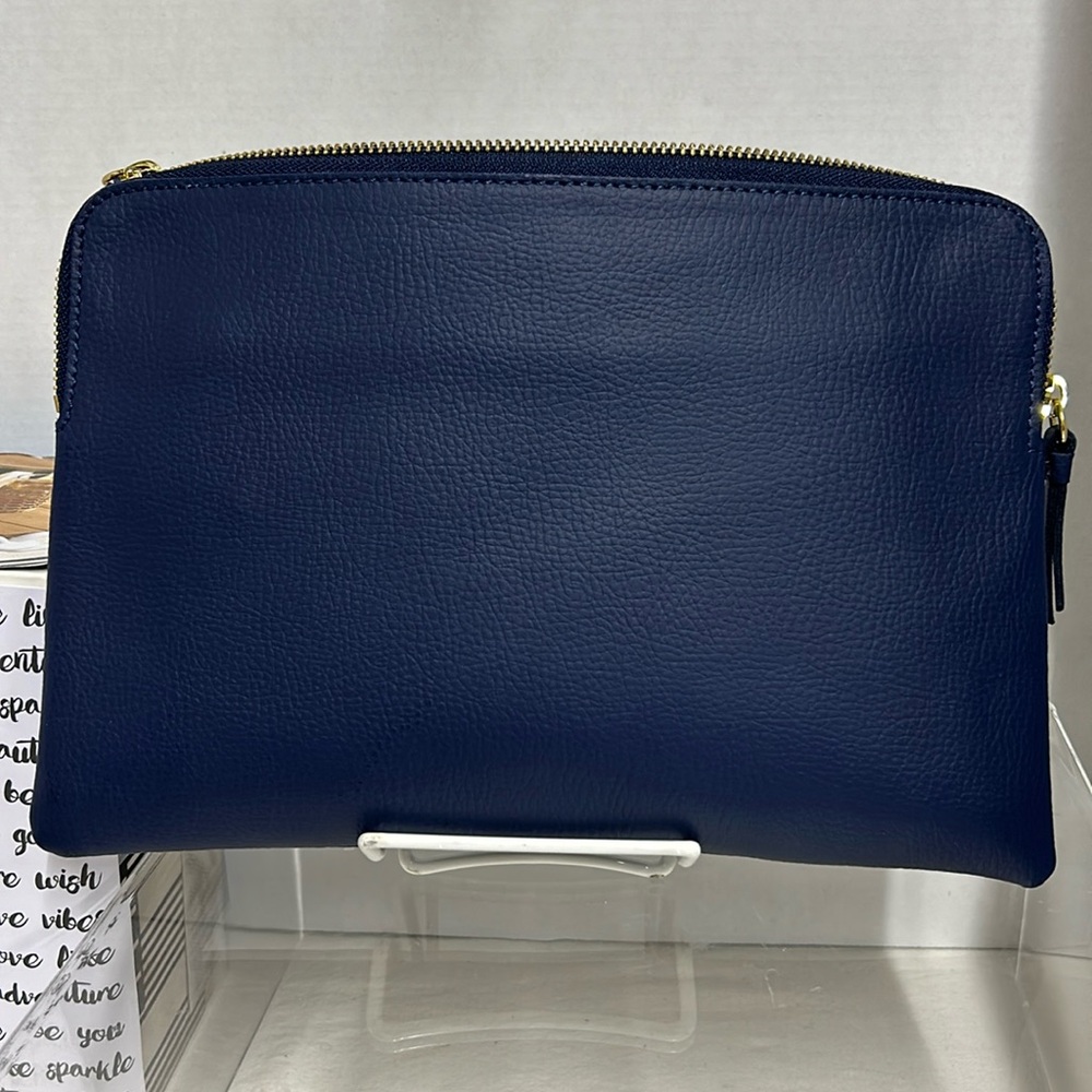 Mark & Graham Everyday Italian Leather Zipper Pouch Foil Debossed Blush